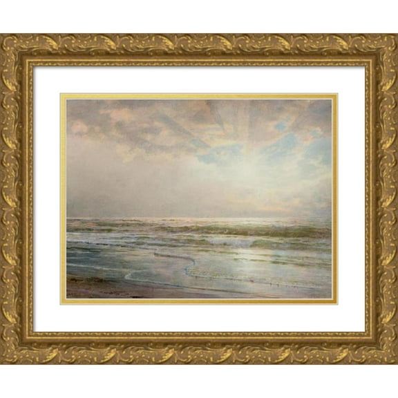 William Trost Richards 14x11 Gold Ornate Wood Frame and Double Matted Museum Art Print Titled - Seascape (1901)