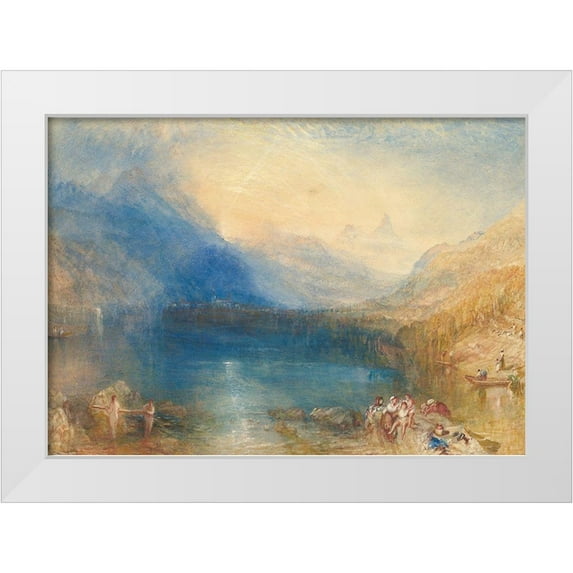 William, Turner 14x11 White Modern Wood Framed Museum Art Print Titled - The Lake of Zug