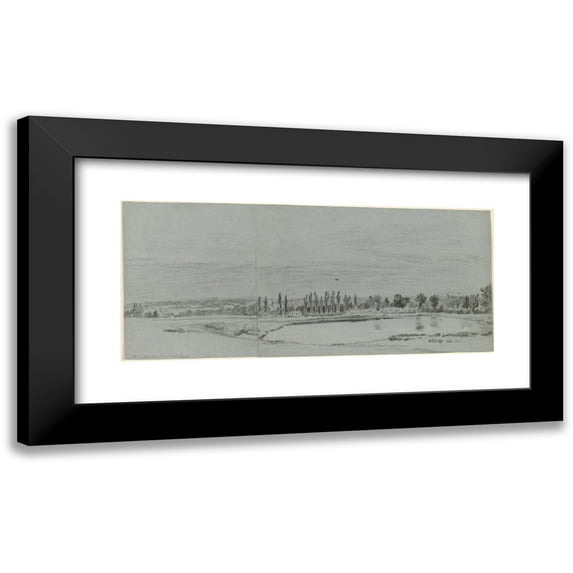 William Turner of Oxford 24x13 Black Modern Framed Museum Art Print Titled - Extensive Landscape with a Pond