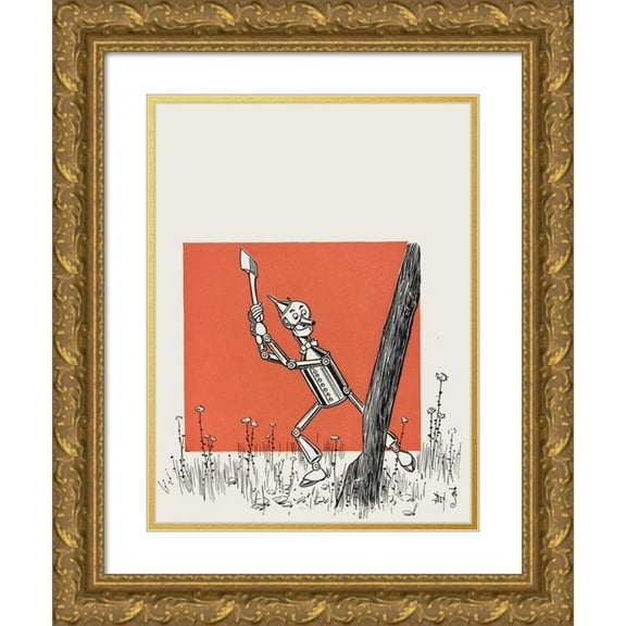 William Wallace Denslow 12x14 Gold Ornate Wood Frame and Double Matted Museum Art Print Titled - The Wonderful Wizard of Oz Pl 1 (1900)