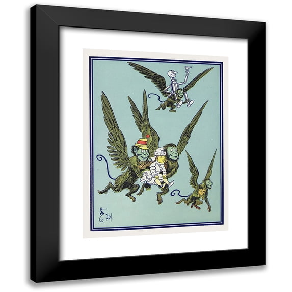 William Wallace Denslow 15x18 Black Modern Framed Museum Art Print Titled - The Monkeys Caught Dorothy in Their Arms and Flew Away with Her (1900)