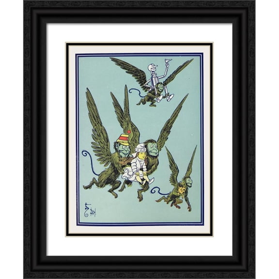 William Wallace Denslow 15x18 Black Ornate Wood Framed Double Matted Museum Art Print Titled - The Wonderful Wizard of Oz Pl 1 (1900)
