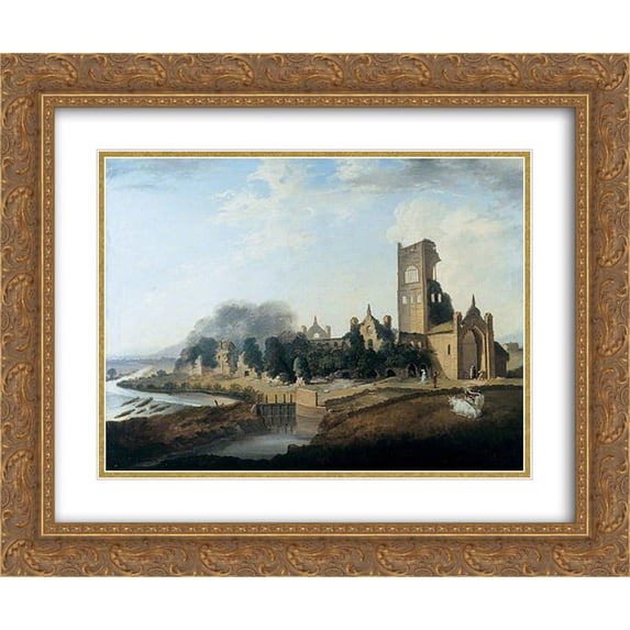 William Williams 2x Matted 24x20 Gold Ornate Framed Art Print 'Kirkstall Abbey, Leeds '