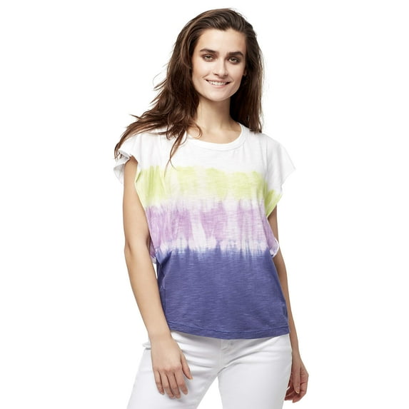 William Womens Rast Ruffled Tie-Dyed Top, Astral Aura, Large