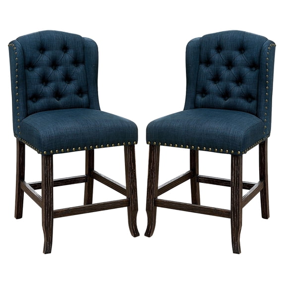 William's Home Furnishing Blue Sania ll Counter Ht. Wingback Chair