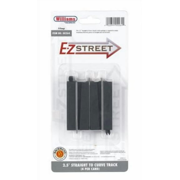Williams 00264 2.5" Straight To Curve E-Z Street Track (4 pcs)