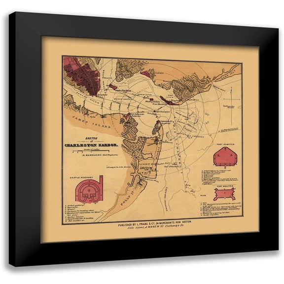 Williams 12x12 Black Modern Framed Museum Art Print Titled - Charles Town South Carolina - Williams 1860