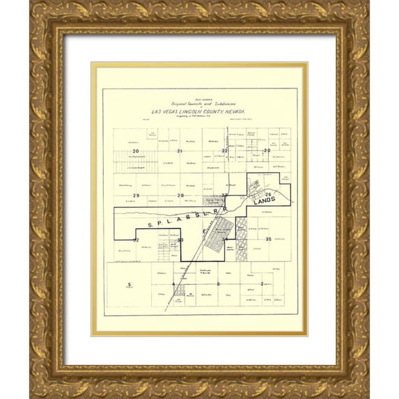 Williams 26x32 Gold Ornate Wood Framed with Double Matting Museum Art Print Titled - Las Vegas Nevada Homeowners - Williams 1905