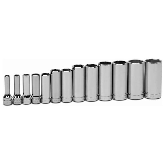 Williams 3/8" Drive Deep SAE Socket Set on Clip Rail 6-Point (13 Piece)