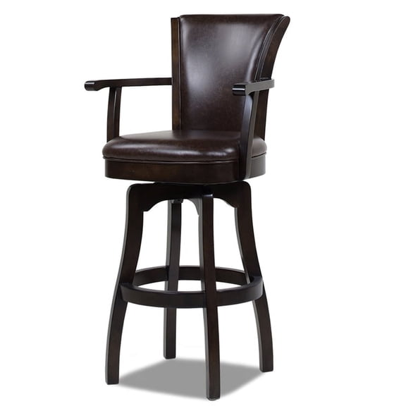 Williams 31" Swivel Bar Stool with Armrests Vintage Brown Faux Leather