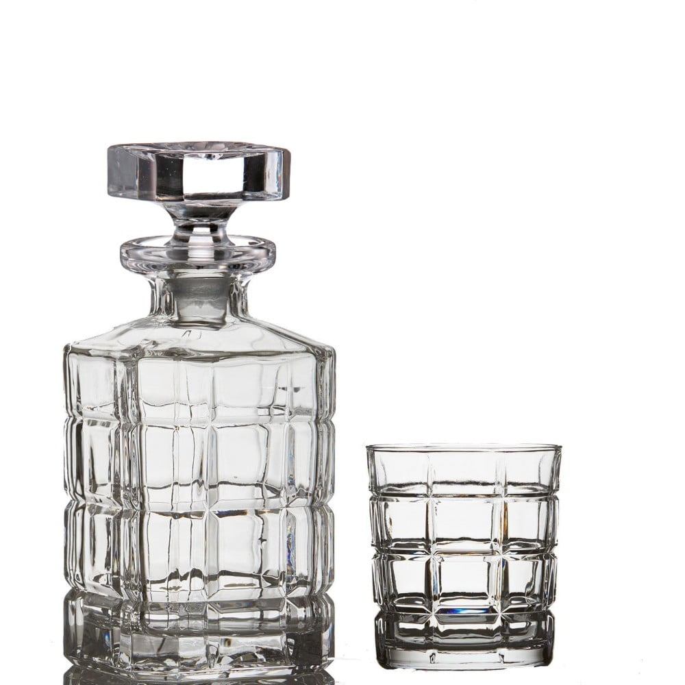 Clear Crystal Cut 5-Piece Whiskey Decanter Set