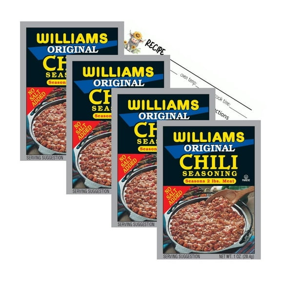 Williams Chili Dinner Seasoning Packet 4-Pack Variety Bundle