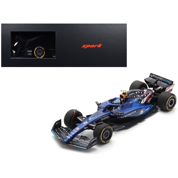 Williams FW45 #2 Logan Sargeant "Williams Racing" F1 "United States GP" (2023) and Acrylic Display Case  1/18 Model Car by Spark
