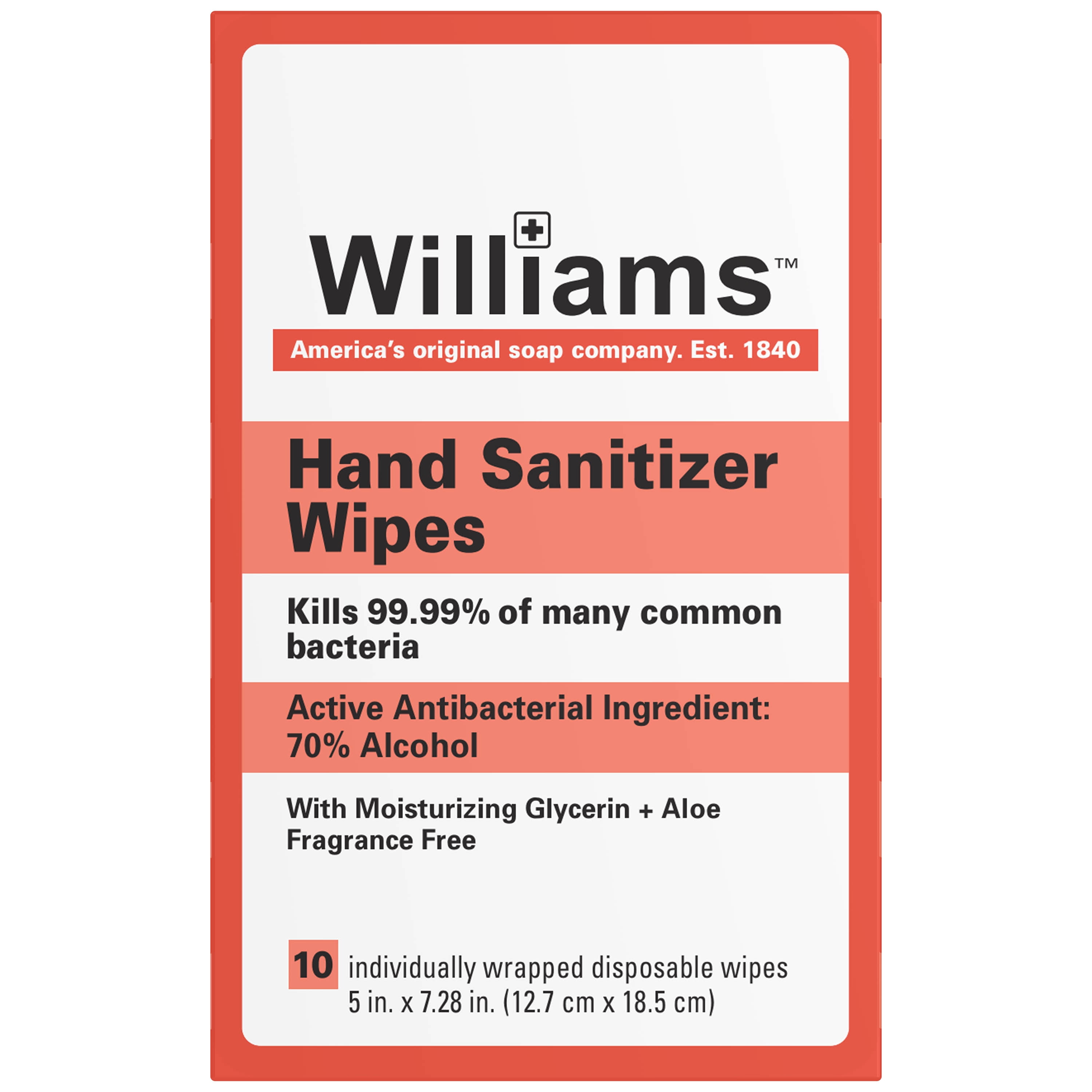 NEW Williams Hand Cleaning Wipes w/ Moisturizer + Aloe - Two 20 Packs Sets  Each