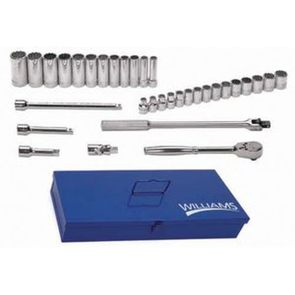 Williams MSS-33F 33-Piece 1/2-Inch Drive Socket and Drive Tool Set
