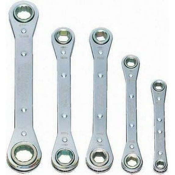 Williams MWS-30 5-Piece Metric Ratcheting Box Wrench Set, 6 & 12 Point, Metric, with Roll Pouch
