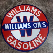 Williams Oil Pure Porcelain Enamel Heavy Metal Sign 30 Inches Double Side