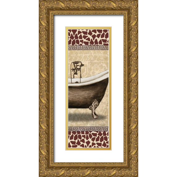 Williams, Todd 11x24 Gold Ornate Wood Framed with Double Matting Museum Art Print Titled - Giraffe Tub