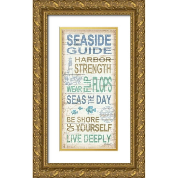 Williams, Todd 13x24 Gold Ornate Wood Framed with Double Matting Museum Art Print Titled - Seaside Guide