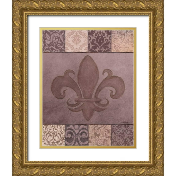 Williams, Todd 20x24 Gold Ornate Wood Framed with Double Matting Museum Art Print Titled - Fleur de Lis I