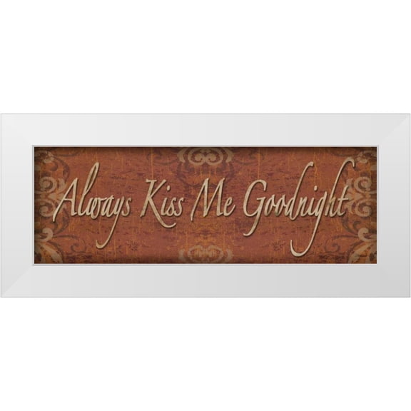 Williams, Todd 24x11 White Modern Wood Framed Museum Art Print Titled - Always Kiss Me Goodnight
