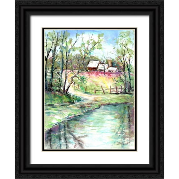 Williams, Todd 25x32 Black Ornate Wood Framed with Double Matting Museum Art Print Titled - George Washington Carver Pond