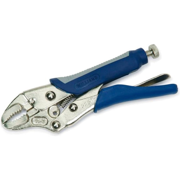 Williams Tools B3191158 7 in. Long Locking Pliers - Curved Jaw with Cutter, Blue