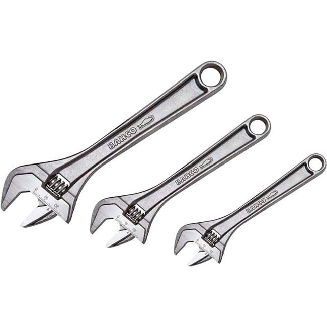 Williams Tools B3193187 Bahco Adjustable Wrench with Chrome - 6-10 in. Long - 3 Piece