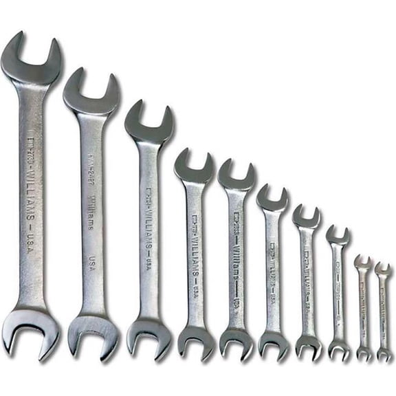 Williams Tools B3193426 Double Head Open End Wrench Set - Chrome - 10 Piece