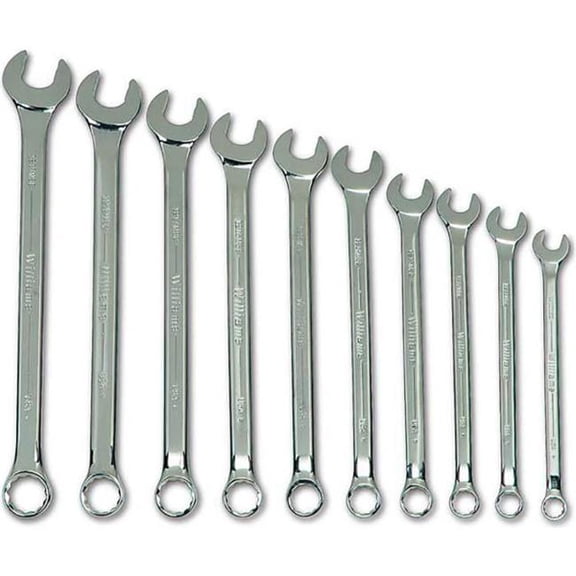 Williams Tools B3193590 10 To 19 mm 12-Point Combination Chrome Ratcheting Wrench Set, Silver - 10 Piece