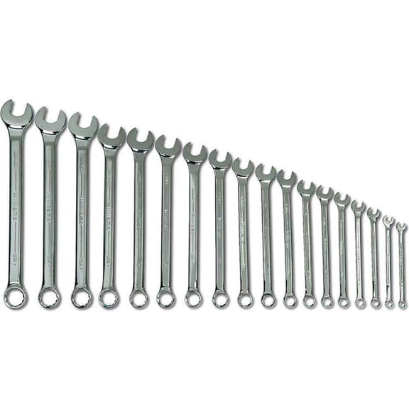 Williams Tools B3193724 7 to 24 mm 12-Point Combination Wrench Set - Chrome - 18 Piece