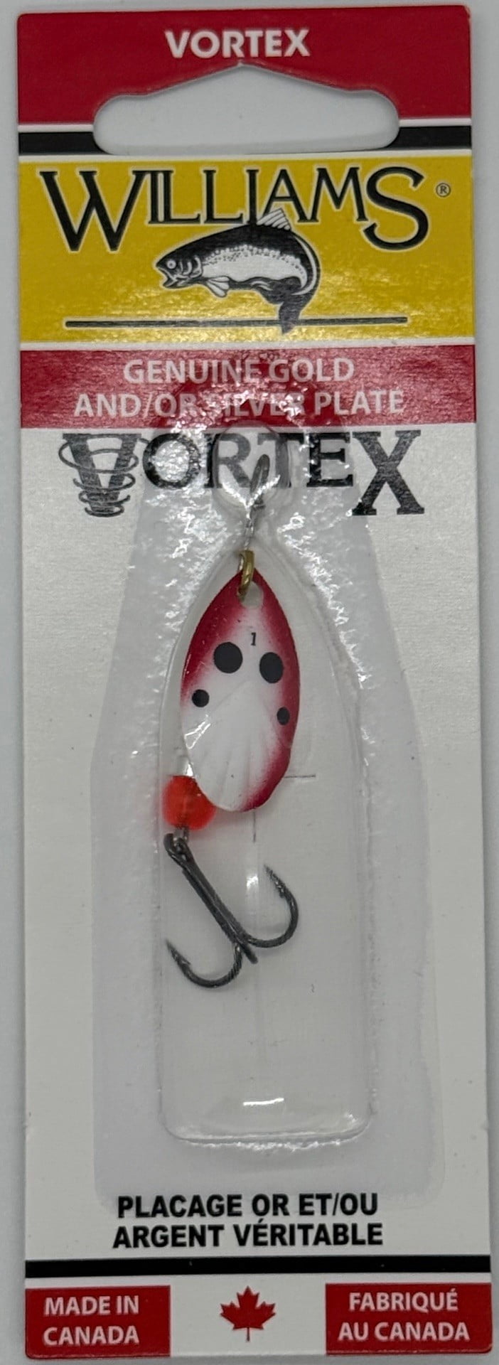 Williams VorteX Spinner Size1 1/8oz Red and White on Silver
