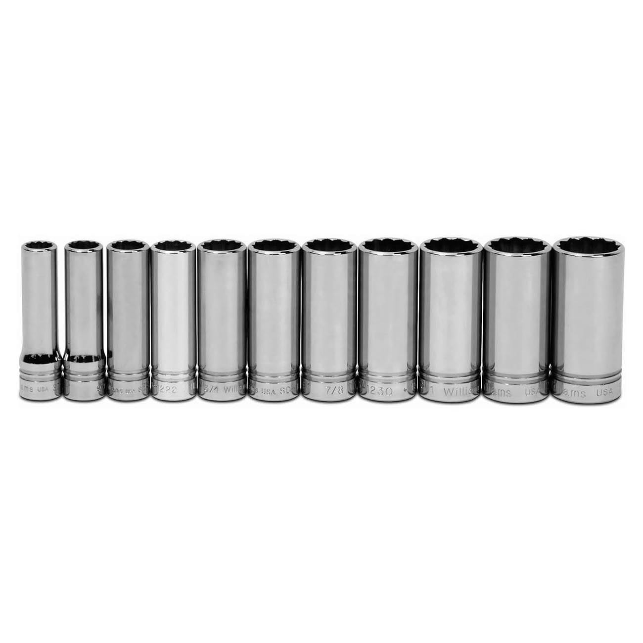 Williams WSSD-11RC 11-Piece 1/2-Inch Drive Deep 12 Point Socket Set ...
