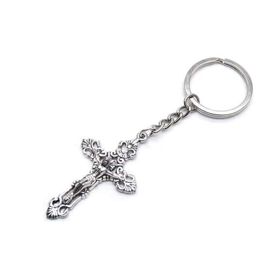 Williams and Clark Key Chain St. Saint Benedict Cross Crucifix Silver 3D Detailed Keyring