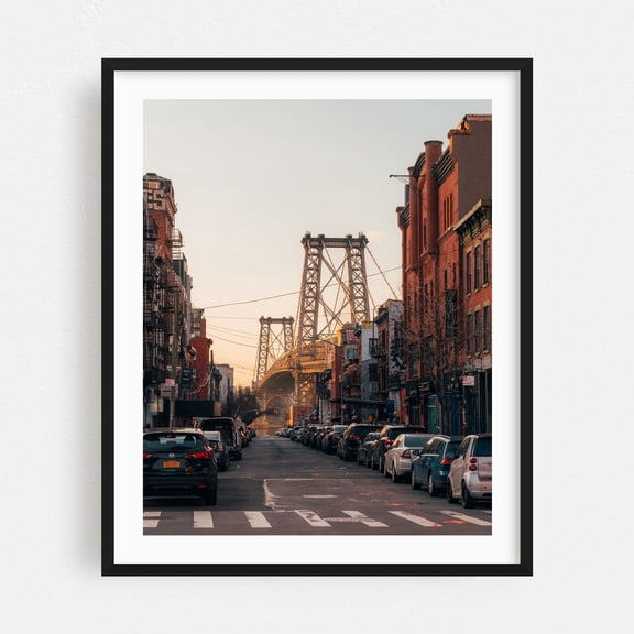 Williamsburg Bridge 02 - Brooklyn New York Photography Bridge City Cityscape Street Photography Architecture Vintage Black Framed Wall Art Print 8 x 10 inches