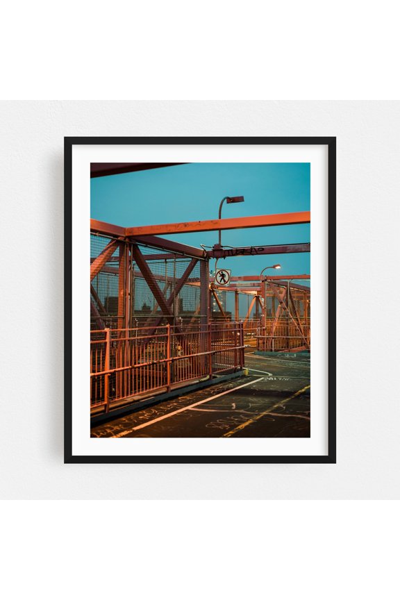 Williamsburg Bridge 05 - Manhattan New York Photography Bridge Street Photography Nightlife Graffiti City Architecture Black Framed Wall Art Print 6 x 8 inches