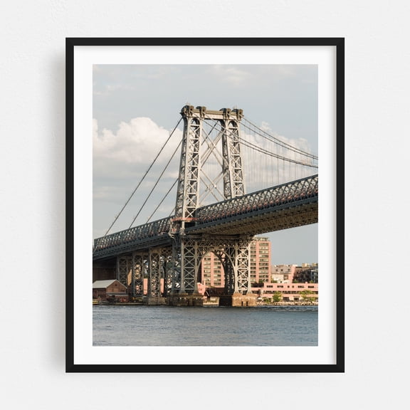 Williamsburg Bridge 06 - Manhattan New York Photography Black Framed Wall Art Print 16 x 20 inches