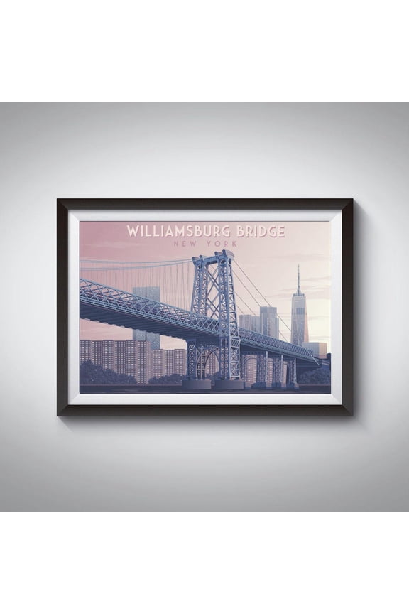 Williamsburg Bridge New York City Travel Nyc Usa Manhattan Skyline Brooklyn Vintage Travel Print Wall Art Central Park
