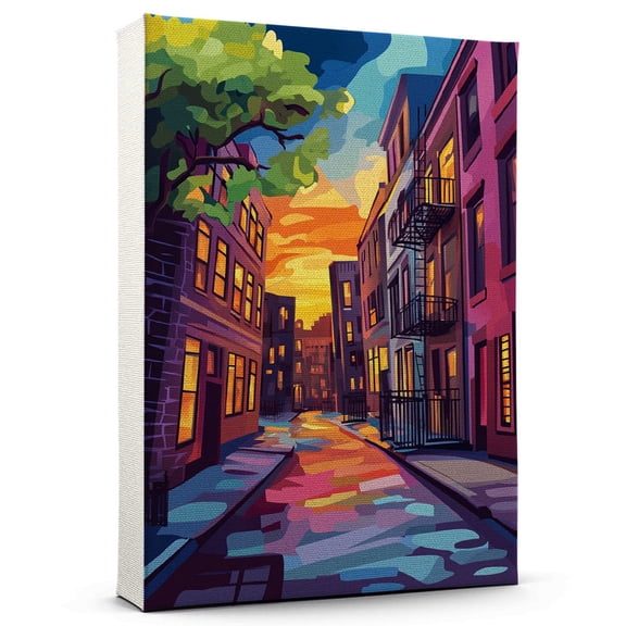 Williamsburg Travel Canvas, Brooklyn Canvas Print vintage, Colorful Williamsburg Decor City Road, Brooklyn Pictures Wall Art - 102AZ1494