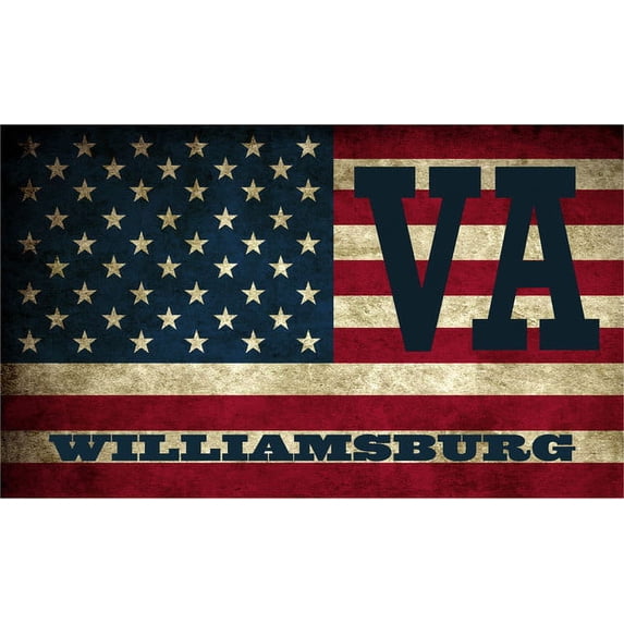 Williamsburg VA Virginia Williamsburg County Vintage US Flag Decal Bumper Sticker 3M Vinyl 3" x 5"