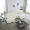 thumbnail image 1 of Williamspace 111.5" Sectional Sofa Couch, Modern Upholstered U-Shaped Sofa with 2 Ottoman & Toss Pillows, Modular 5 Seat Chenille Fabric Sofa Furniture for Living Room Apartment, White, 1 of 6