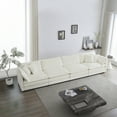thumbnail image 1 of Williamspace 146.5" Sectional Sofa Couch, Modern Upholstered Large 4 Seater Modular Sofa with 6 Toss Pillows, 5 Seater Deep Seat Chenille Fabric Sofa Furniture for Living Room Apartment, White, 1 of 5