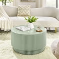thumbnail image 1 of Williamspace 30" Round Coffee Table for Indoor Outdoor, Modern H-barrel Side Table Accent End Table Circle Table for Living Room Bedroom Apartment Gardern Balcony, Light Green, 1 of 6