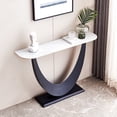 thumbnail image 1 of Williamspace 47.2" Modern Console Table, Entryway Table Sintered Stone Sofa Table U Shaped Accent Table with Metal Gold Base Adjustable Foot Pads for Hallway Corridor Living Room, Black, 1 of 6