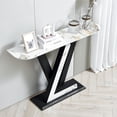 thumbnail image 1 of Williamspace 47.2" Modern Console Table, Sintered Stone Sofa Table Narrow Long Entryway Table with Metal Base, Exquisite Shaped Accent Table for Hallway Entrance Corridor Living Room Office, Black, 1 of 6