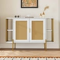 thumbnail image 1 of Williamspace 47.2" Sideboard Buffet Cabinet with Storage, Modern 2-Door Accent Dining Cabinet with Gold Trim & Woven Rattan Doors for Living Room Dinning Room Kitchen, White, 1 of 8