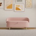thumbnail image 1 of Williamspace 50" Small Couch Sofa Stool Bed End Storage Foot Stools Ottoman Couch Storage Teddy Fleece, Pink, 1 of 5