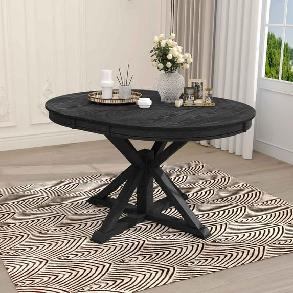 Williamspace 54" to 42" Expandable Dining Table for 4 to 6, Retro Extendable Kitchen Table Functional Wood Table for Dining Room Kitchen Living Room Apartment, Espresso