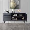 thumbnail image 1 of Williamspace 62.4" Mid-Century Wood Sideboard Buffet Cabinet with 3 Drawers & 2 Solid Wood Louvered Doors & 4 Storages for Kitchen,Gray, 1 of 6