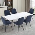 thumbnail image 1 of Williamspace 7 Piece Dining Table Set,70" Modern Dining Table with 6 Dining Chairs,Table with Metal Legs for Living Room Dining Room Kitchen,White&Blue, 1 of 5